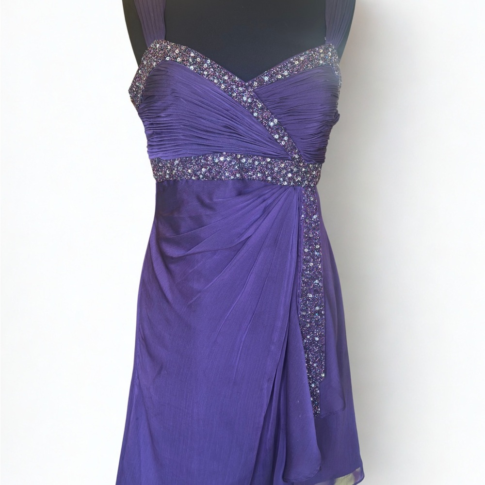 Elegant Strapless Purple Dress